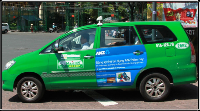 Quảng cáo trên xe taxi ở Đà Nẵng